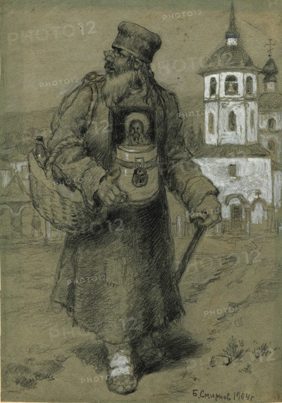 A Monk Collecting Taxes for the Construction of the Church in Irkutsk, 1904. Creator: Boris Vasilievich Smirnov.