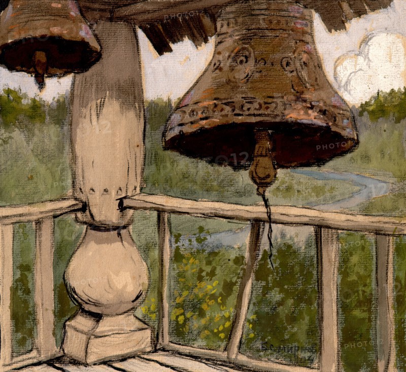 Church in the Taiga. Ancient Belfry, 1904. Creator: Boris Vasilievich Smirnov.