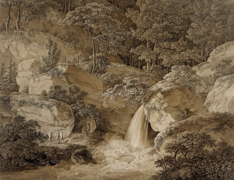 View of the Amselfall in Saxony, 1794. Creator: Adrian Zingg.