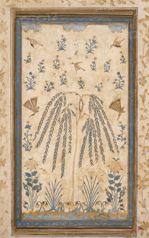 Découpé Flowers and Birds Around a Découpé Tree with Feathery Branches, Late 16th century. Creator: Unknown.
