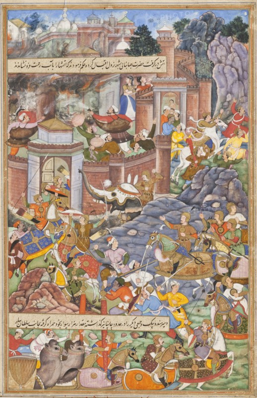 Flight of Sultan Bahadur During Humayun's Campaign in Gujarat, 1535..., c1590. Creator: Unknown.