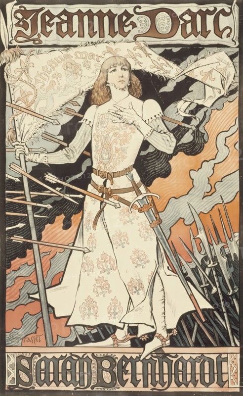 Jeanne d'Arc-Sarah Bernhardt, between 1889 and 1894. Creator: Eugene Samuel Grasset.