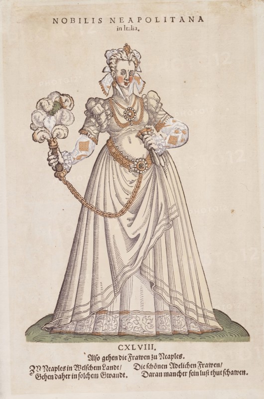 Nobilis Neapolitana' from Trachtenbuch von Nurnberg (Costume Book of Nuremberg), no. CXLVIII, 1577. Creator: Jost Ammon.