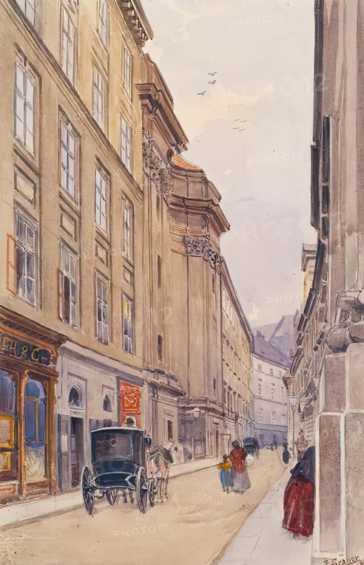Dorotheergasse in Vienna with the old offset office, 1890. Creator: Ernst Graner.