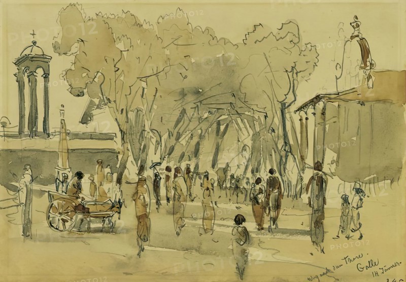 Path to the gate in Point de Galle on Ceylon (Sri Lanka), 1858. Creator: Joseph Selleny.