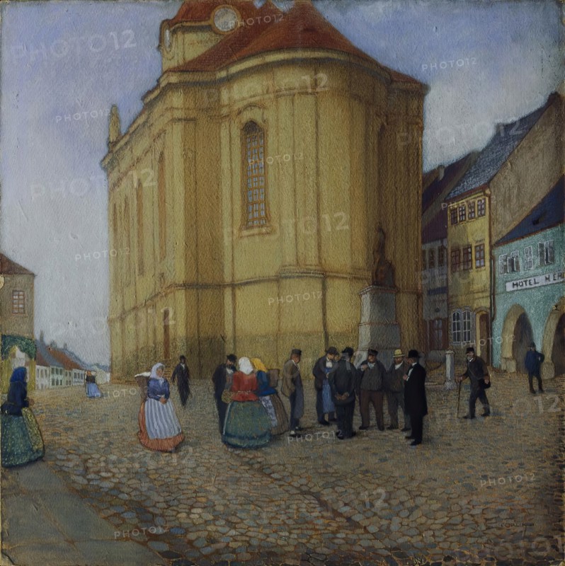 Church in Auscha, 1901. Creator: Emil Orlik.