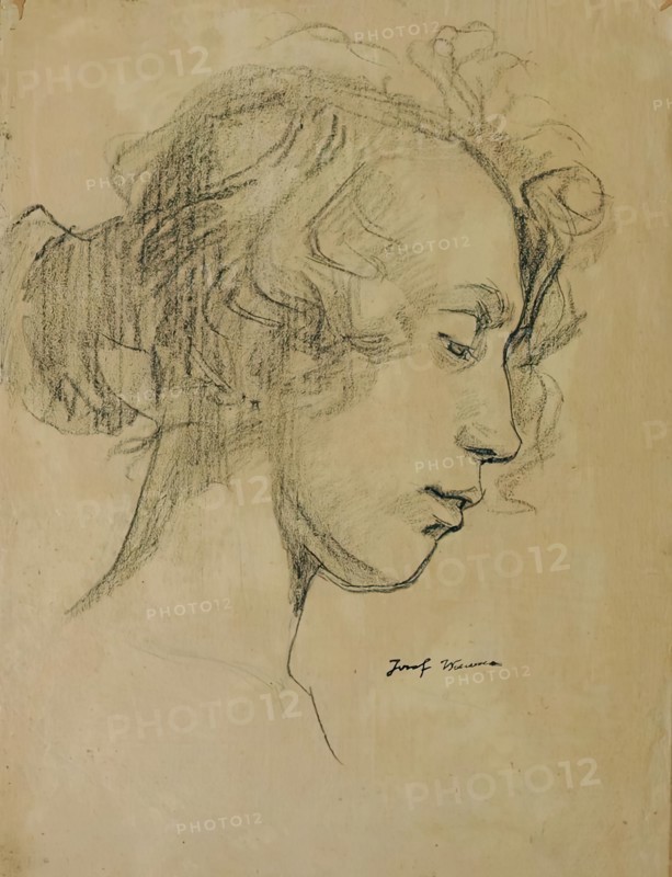 Girl's head in profile, 1920. Creator: Josef Wawra.