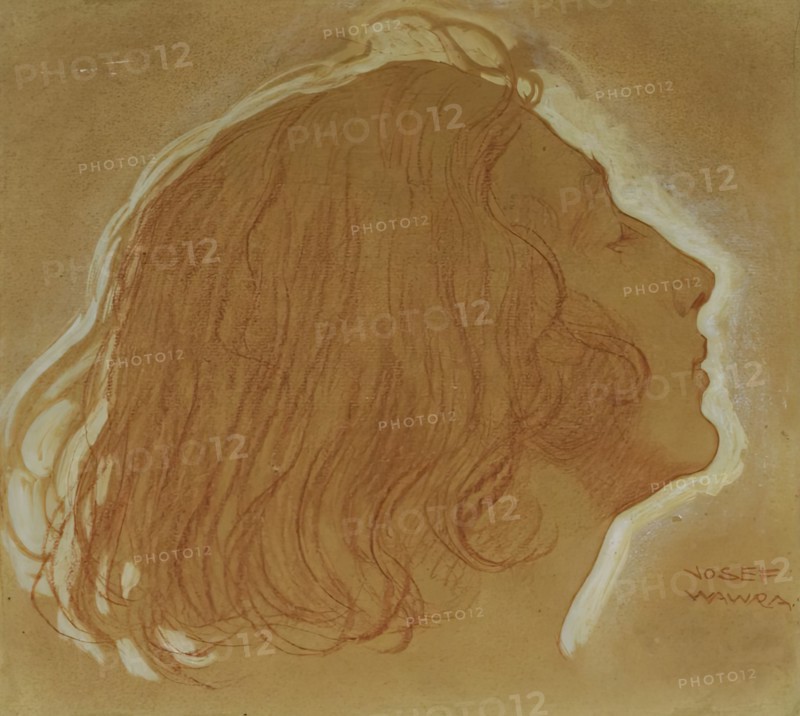Girl's head in profile, 1920. Creator: Josef Wawra.