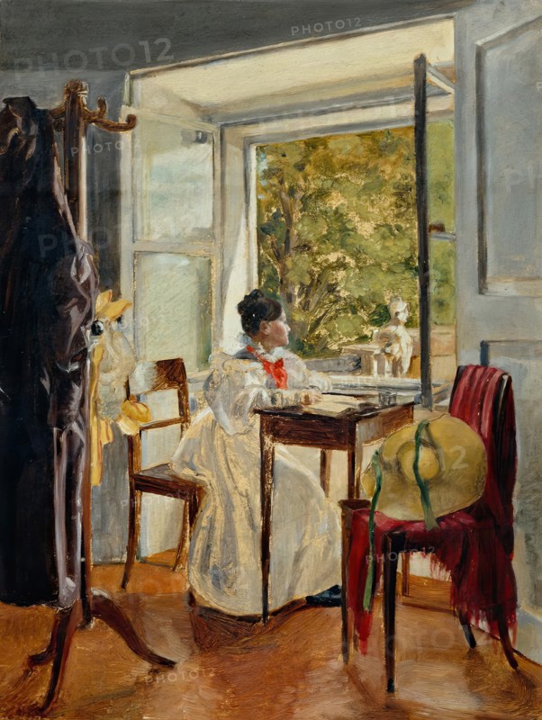 Marie Krafft at the desk, 1830. Creator: Johann Peter Krafft.