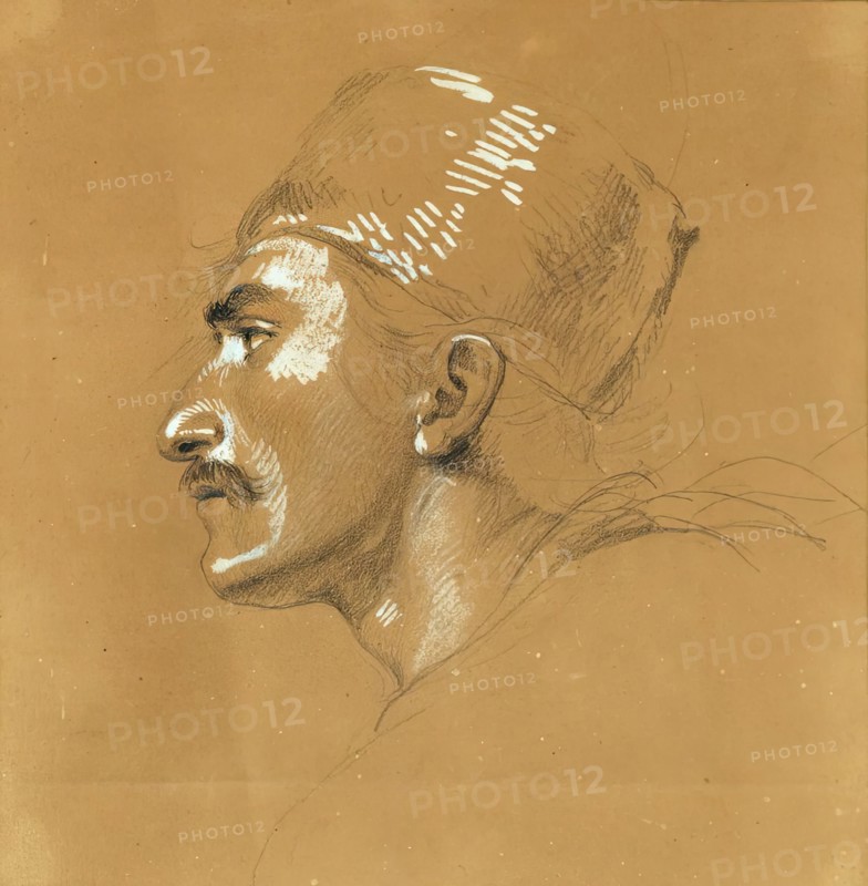 Portrait study of the "Sailout of Nicholas Zriny in front of the Szigeth Fortress", before 1825. Creator: Johann Peter Krafft.