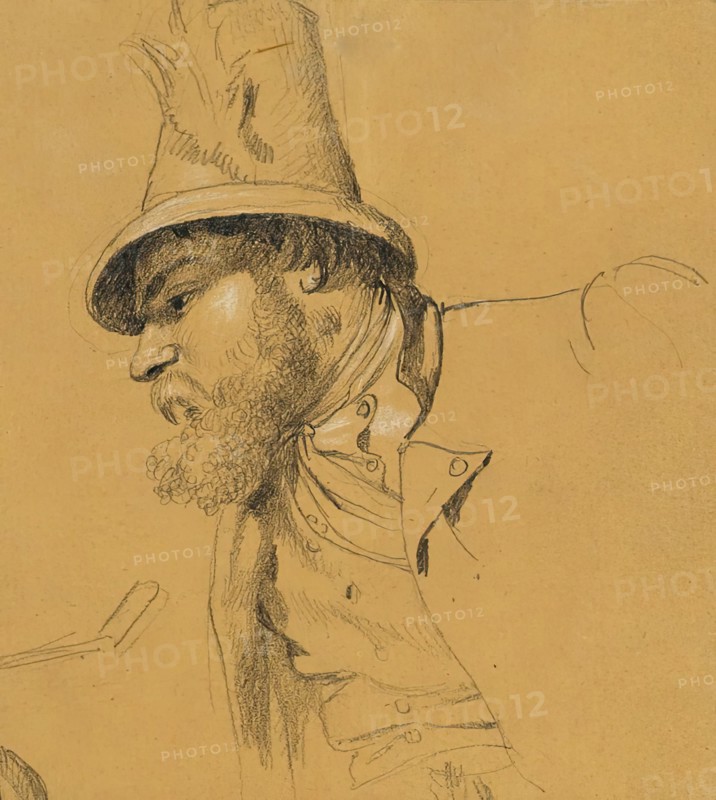 Head study for the “Scene from the Tyrolean Struggle for Freedom”, around 1840. Creator: Johann Peter Krafft.