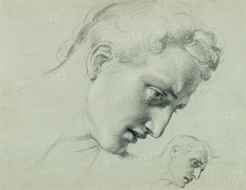 Head study for "Arindal and Daura", around 1820/1855. Creator: Johann Peter Krafft.