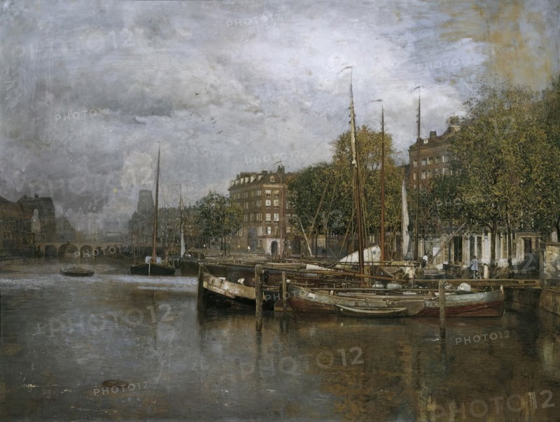 Canal in Rotterdam, c1900/1906. Creator: Robert Russ.