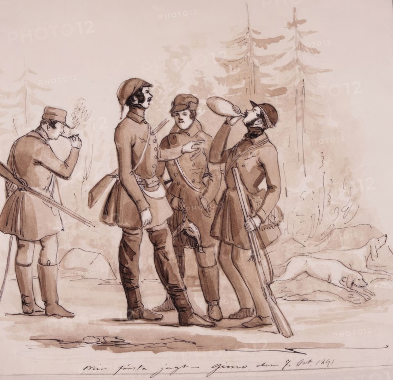 My first hunt. Gimo October 7, 1841.  Creator: Fritz von Dardel.