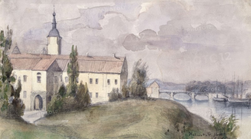 Halmstad Castle, 1846. Creator: Fritz von Dardel.
