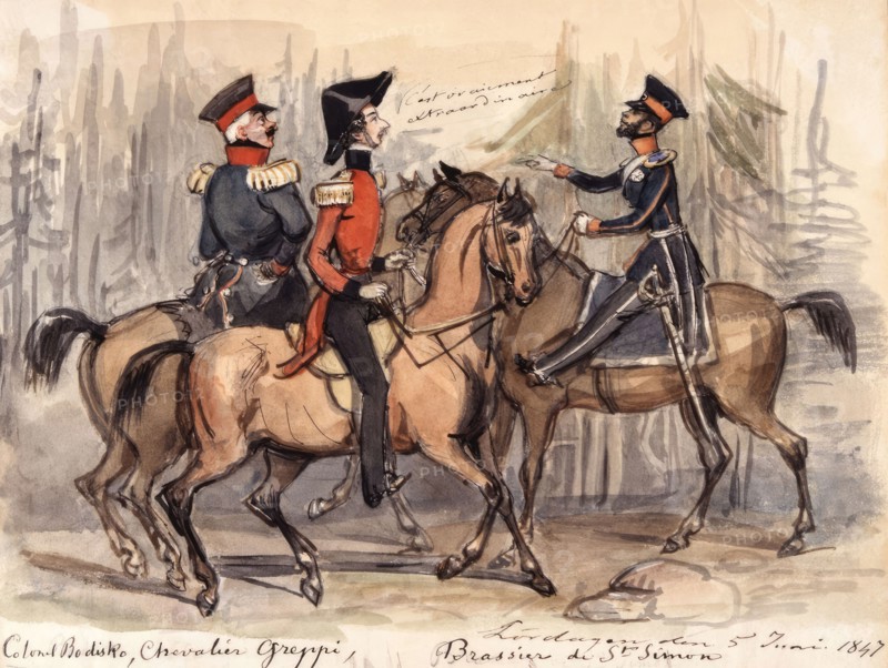 Military on horseback, Saturday 5 June 1847.  Creator: Fritz von Dardel.