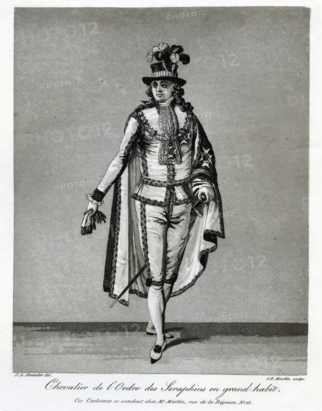 Chevalier de l'Ordre des Seraphins en grand habit, 1780s.  Creator: J F Martin.
