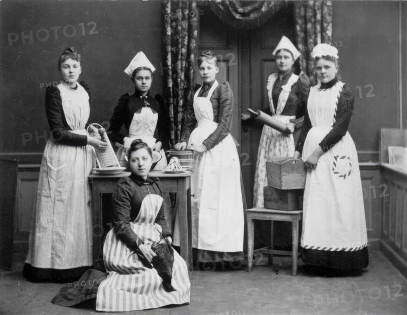 Pupils at Uppsala Housekeeping School, 1890-1899.  Creator: Henri Osti.