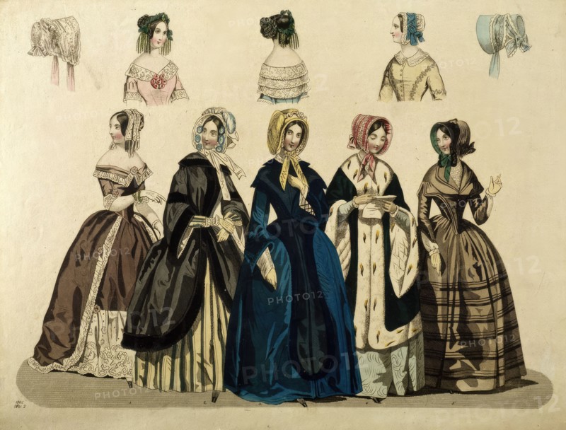 Fashion poster from Stockholm's Modejournal, 1845. Creator: Unknown.