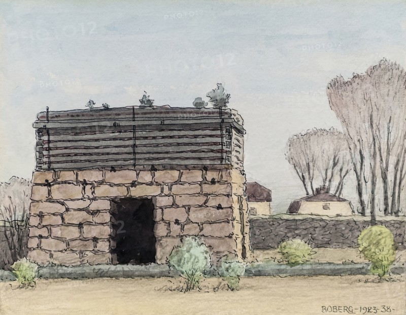 Gysinge mulch log cabin, 1923-1938. Creator: Ferdinand Boberg.