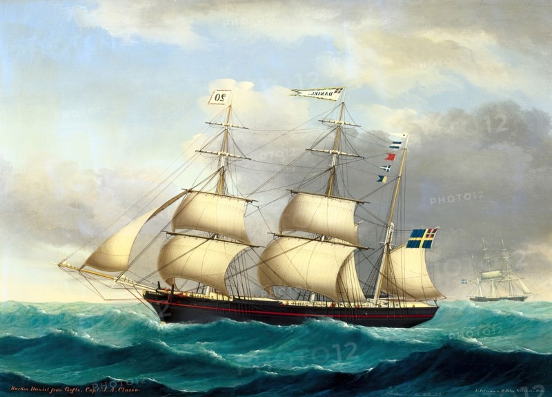 Barque Daniel, 1855. Creator: Petersen & Holm.