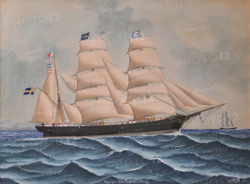 The full-rigger Peru, 1891. Creator: Lars Petter Sjostrom.