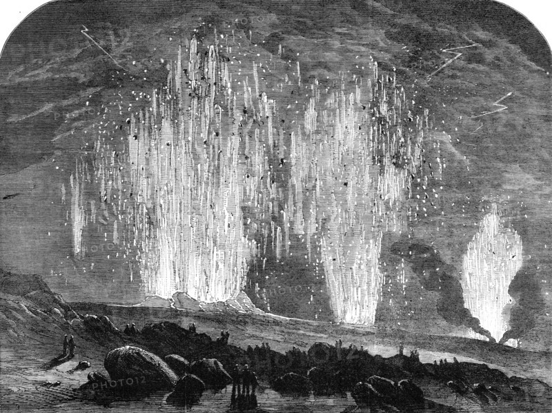 The Eruption of Mount Vesuvius: the Craters at Midnight, 1862. Creator: Unknown.