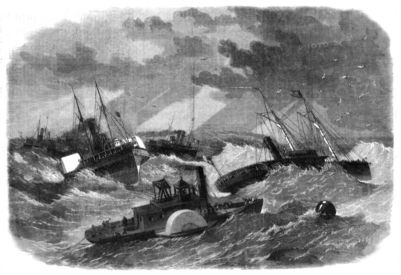 The Civil War in America: the Picket leading the ships of the Burnside Expedition over..., 1862. Creator: Unknown.