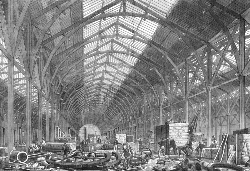 Progress of the International Exhibition Building: the Western Annexe, for machinery, 1862. Creator: Unknown.