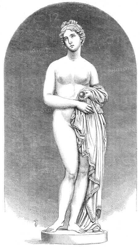 The International Exhibition: "Venus", a coloured marble statue, by J. Gibson, R.A., 1862. Creator: Unknown.