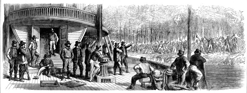 The War in America: refugees from southern cities on the Mississippi, from a sketch by our..., 1862. Creator: Unknown.