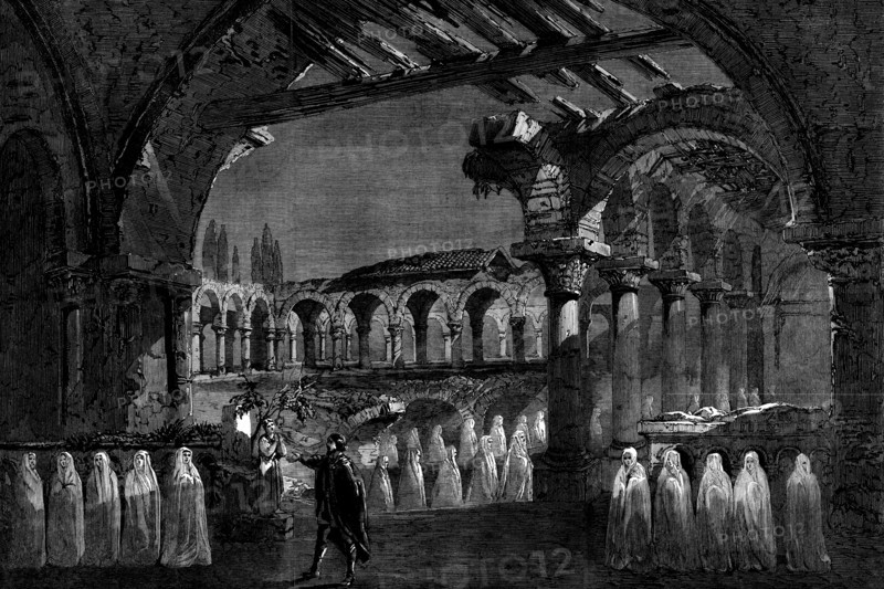 The Nun Scene in Act III. of "Robert le Diable" at Her Majesty's Theatre, 1862. Creator: Mason Jackson.