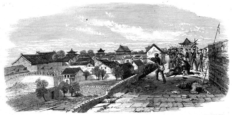 The Capture of Ningpo: storming party holding a gateway..., 1862. Creator: Unknown.