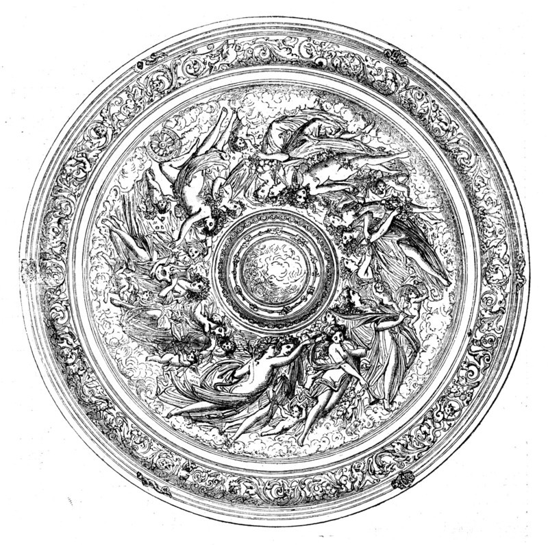 Top of Elkington's silver repoussé table, in the International Exhibition, 1862.  Creator: Unknown.
