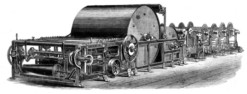 The International Exhibition - cotton manufacture: Harrison's sizing-machine, 1862.  Creator: Unknown.