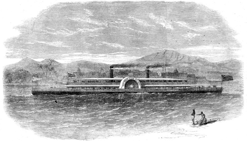 The East India Steam Navigation Company's steamer Stanley, running on the Ganges, 1862.  Creator: Unknown.
