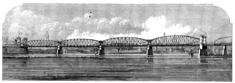 New railway-bridge over the Rhine, near Mayence, 1862. Creator: Unknown.