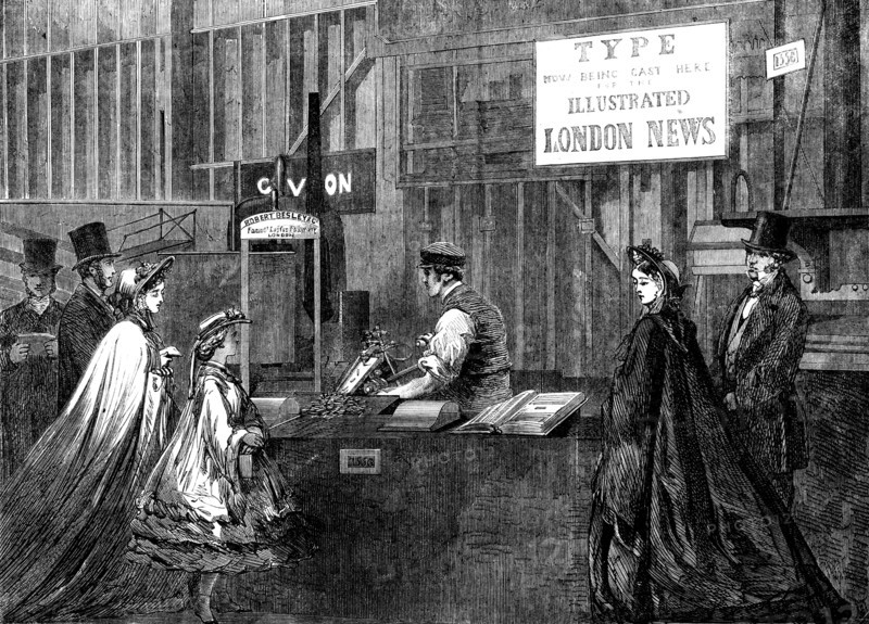 The International Exhibition: Besley's type-casting machine..., 1862. Creator: Unknown.