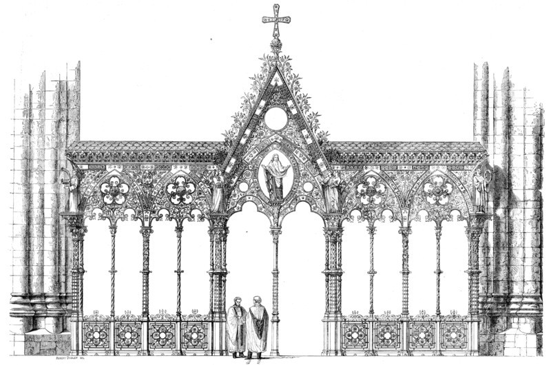 The International Exhibition: Hereford Screen, designed by G. G. Scott, R.A..., 1862. Creator: Unknown.
