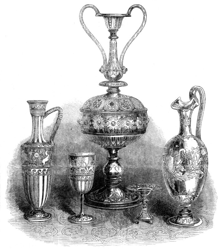 The International Exhibition: group of glass, by Messrs. Phillips..., 1862. Creator: Unknown.
