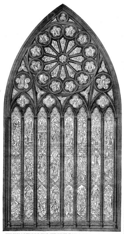 The International Exhibition: design for the east window of St. George's Church..., 1862. Creator: Unknown.