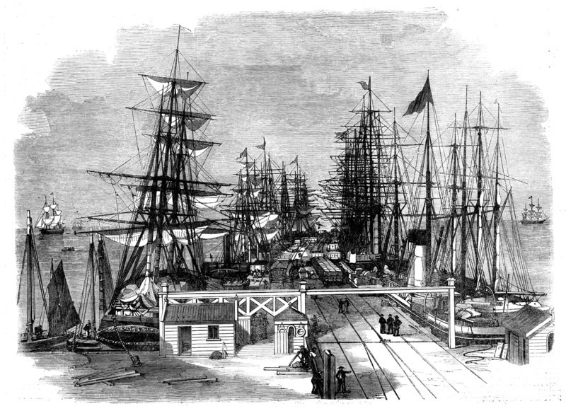 The Melbourne and Hobson's Bay Railway Company's pier at Sandridge, near Melbourne, Australia, 1862. Creator: Unknown.