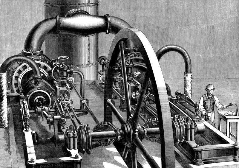 The International Exhibition: blowing-engine in the Belgian Department..., 1862. Creator: Unknown.