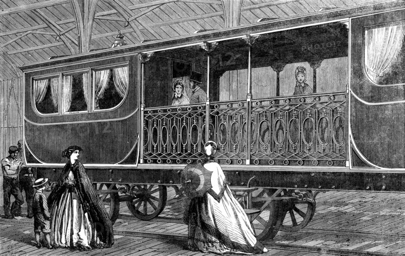 The International Exhibition: Belgian first-class railway-carriage, with smoking-saloon..., 1862. Creator: Unknown.