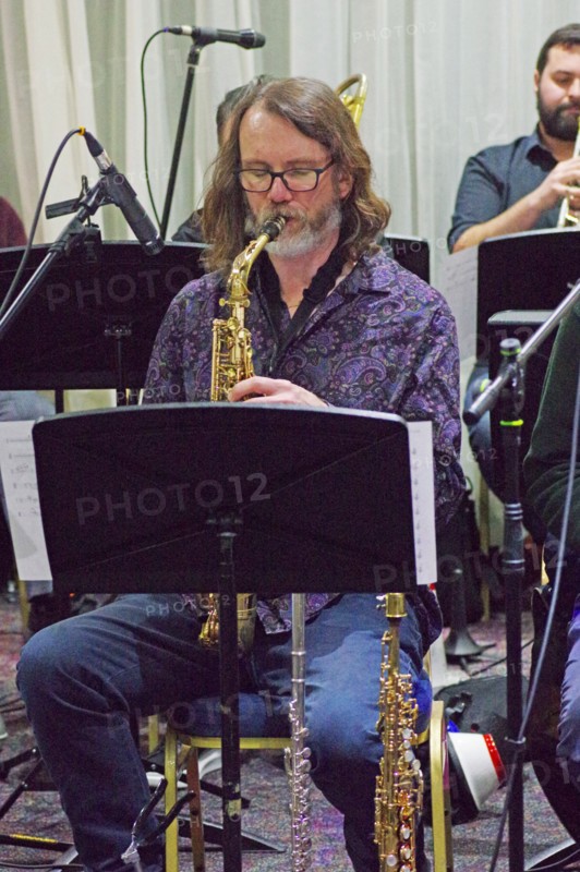 Martin Hathaway, Stan Sulzmann’s Neon Orchestra, Watermill Jazz Club, Dorking, Surrey, Nov 2023. Creator: Brian O'Connor.