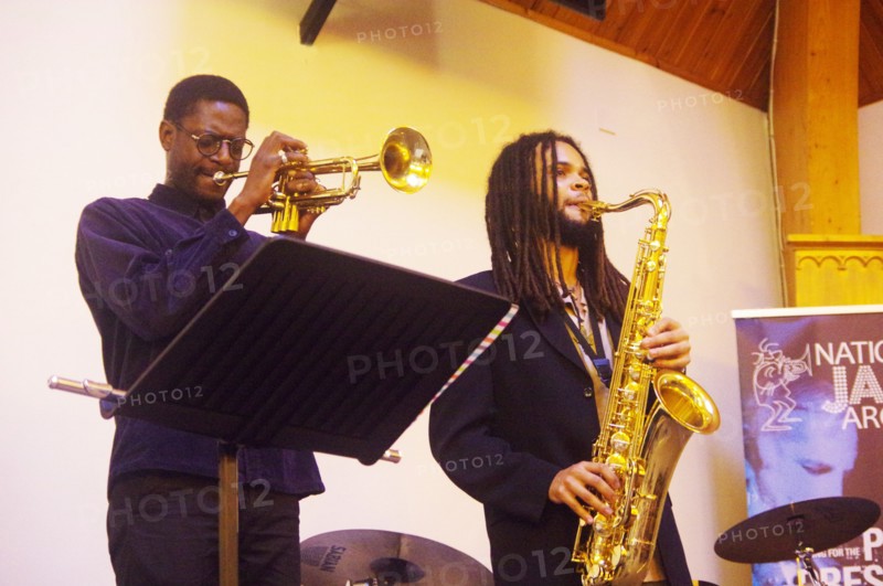 Mark Kavuma and David Kayode, Gary Crosby Sextet, National Jazz Archive, Loughton, Essex, Oct 2023. Creator: Brian O'Connor.