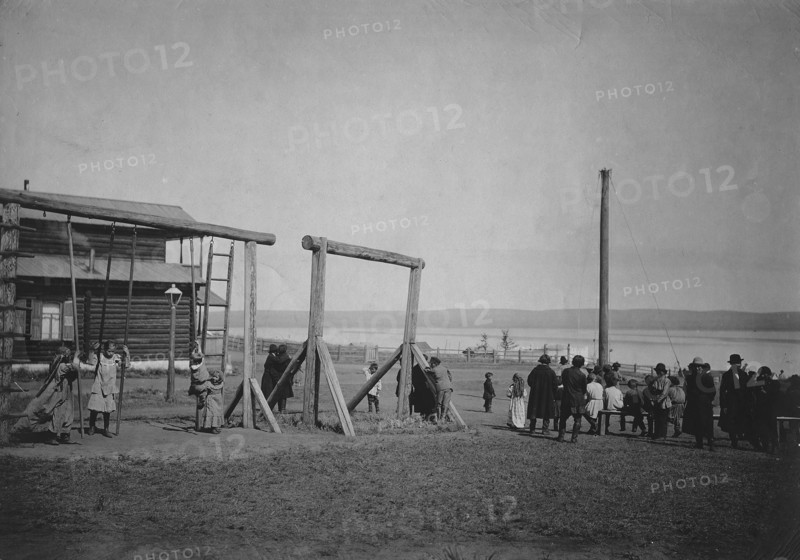 Children's playground on Lake Shira, 1900-1917. Creator: LI Vonago.