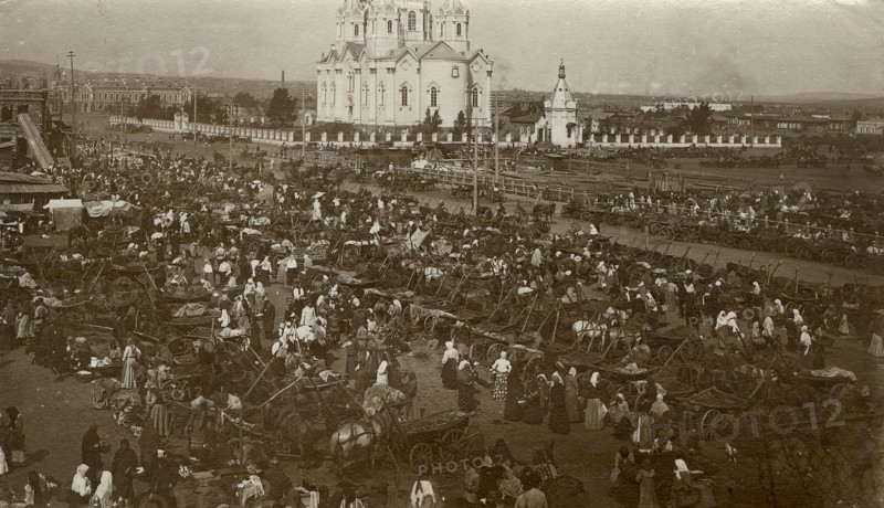 Novobazarnaya Square in the city of Krasnoyarsk, 1905. Creator: Unknown.