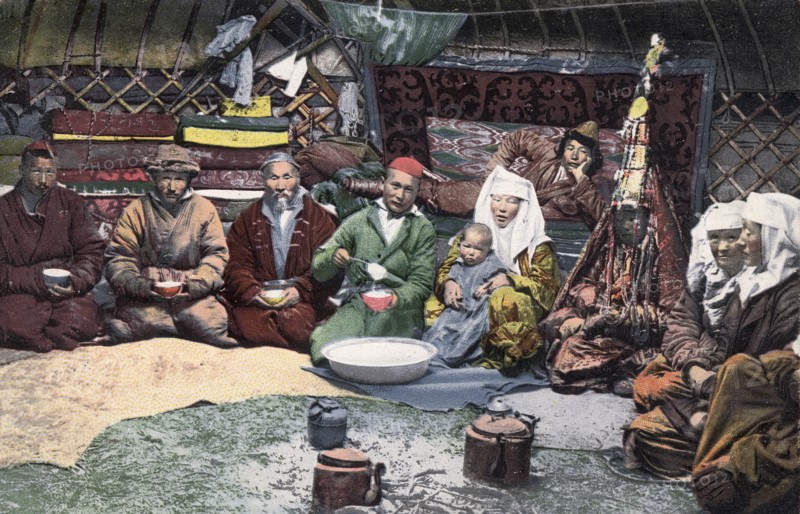 Inside a Kazakh Yurt, 1911-1913. Creator: Sergei Ivanovich Borisov.