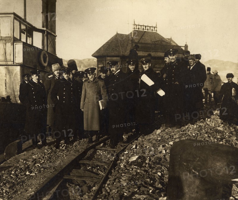 Work Inspection of the Vladivostok Commercial Port by the Maritime Governor-General..., 1917. Creator: Unknown.
